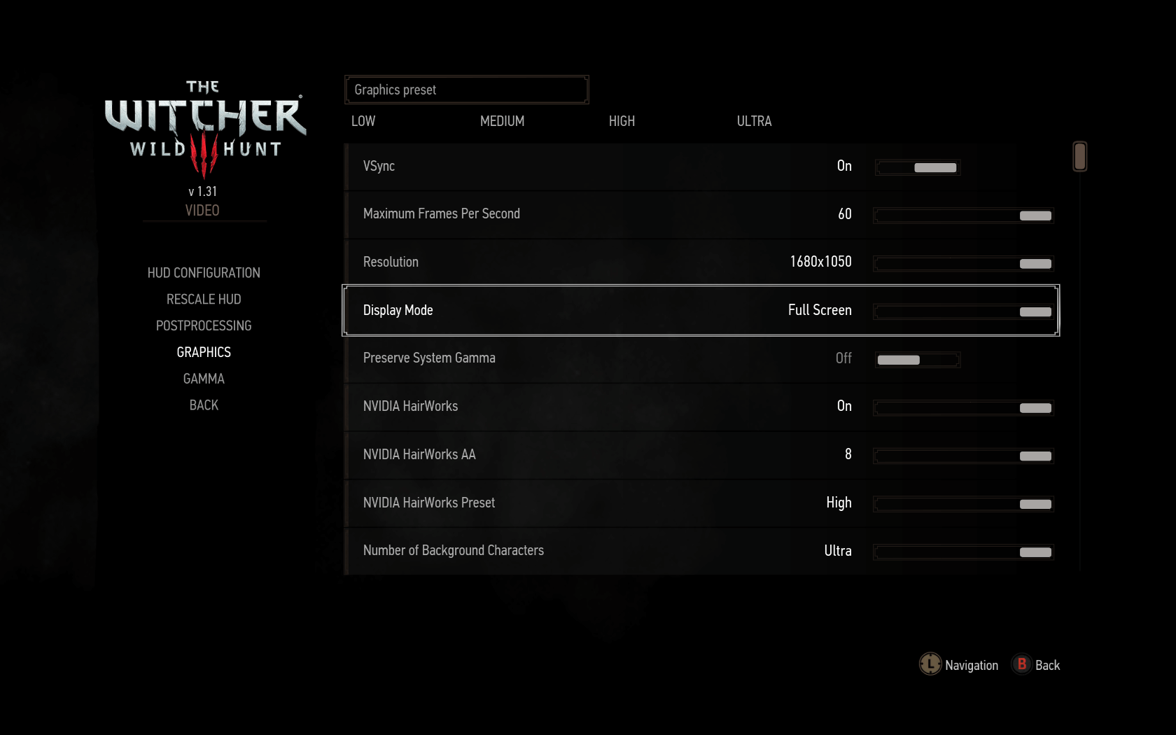 Full Screen Mode Settings in The Witcher 3